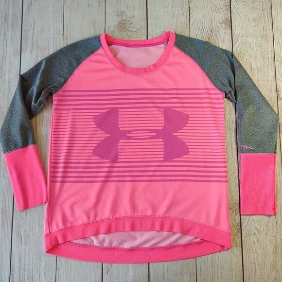 Under Armour striped high low stretch athletic top - Picture 2 of 8